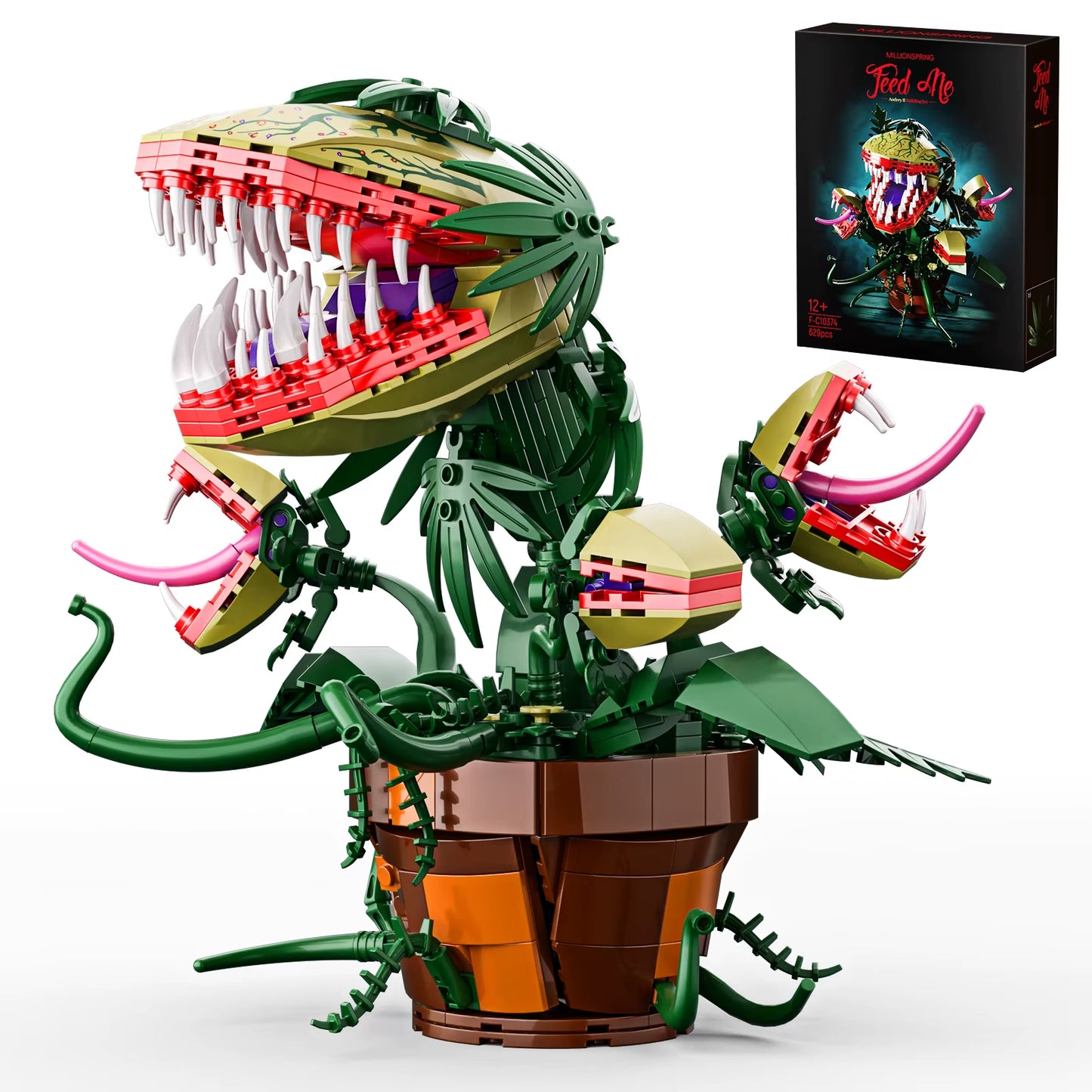 Piranha Plant Audrey II 2 Building Blocks Set Horrors Flower Shop Decoration Halloween Christmas Gift for Tv Film Fans(629Pcs)