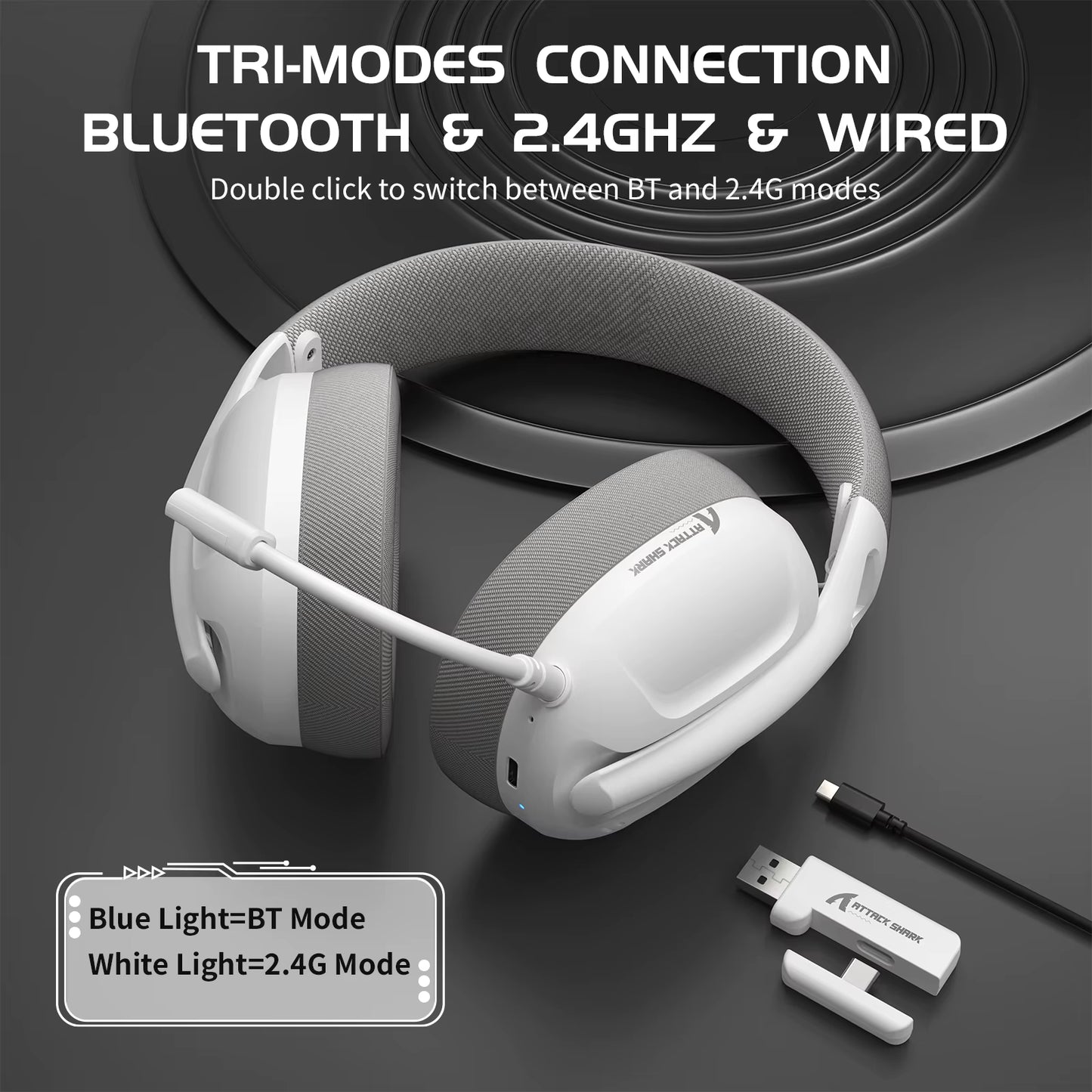 L80 Ultra-Light Tri-Mode Gaming Headset Lightweight Wireless Gaming Headset for Pc/Ps4/Ps5/Switch/Xbox