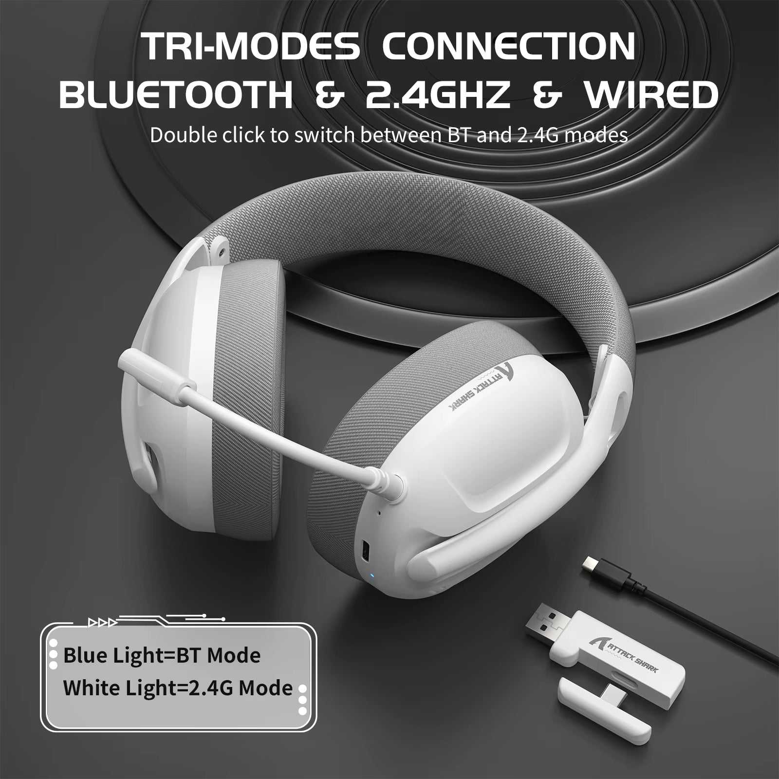 L80 Ultra-Light Tri-Mode Gaming Headset Lightweight Wireless Gaming Headset for Pc/Ps4/Ps5/Switch/Xbox