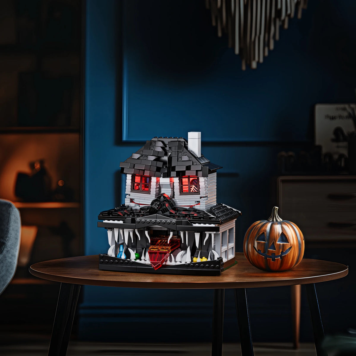 Haunted House Building Brick Set with LED Lighting - Decorative Model for Halloween Gifts for Children