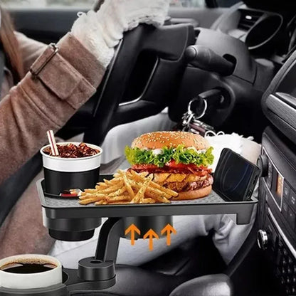 Premium Universal Car Cup Holder Tray - 360° Rotating Adjustable Dual Cup Organizer