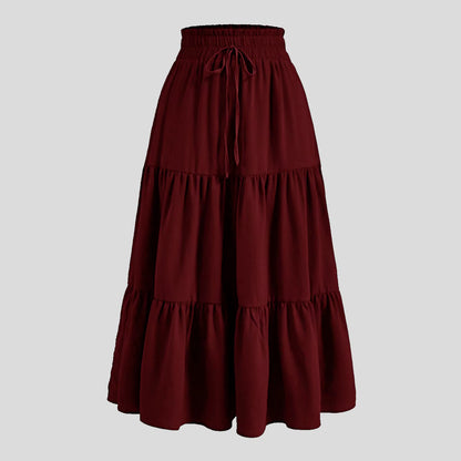 Women'S Boho Floral Print Skirt Vintage High Waist Maxi Skirts Summer Casual Loose Beach Skirt Elegant Ladies Flowy Ruffle Skirt