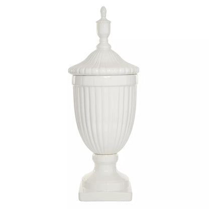 26-Inch Contemporary White Ceramic Vase - Elegant Large Tabletop Decor with Unique Design