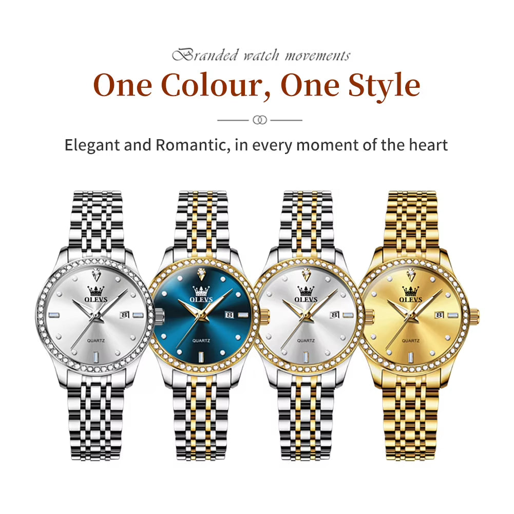 Luxury Brand Women'S Watches Elegant Gold Fashion Quartz Watch Luminous Versatile Waterproof Female Authentication Watch