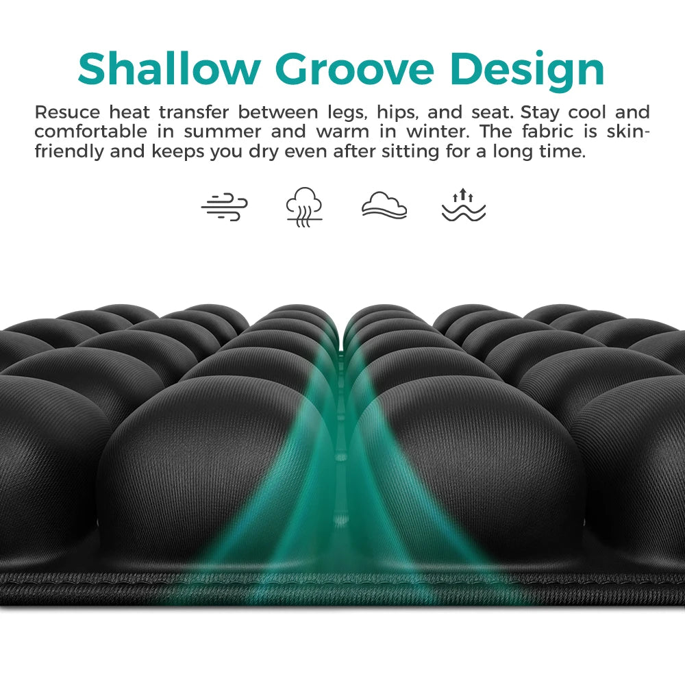 49-Cell Air Seat Cushion for Office, Home, and Outdoor Use with Transparent Matte-Finish Carry Bag