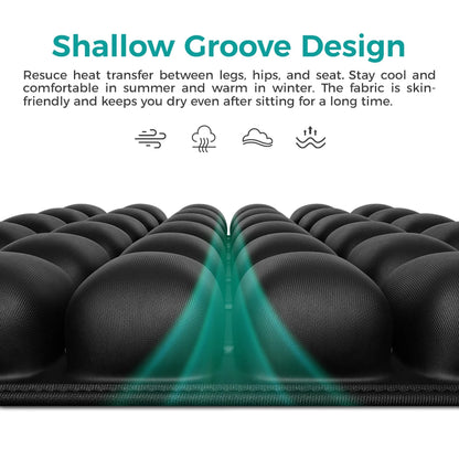 49-Cell Air Seat Cushion for Office, Home, and Outdoor Use with Transparent Matte-Finish Carry Bag