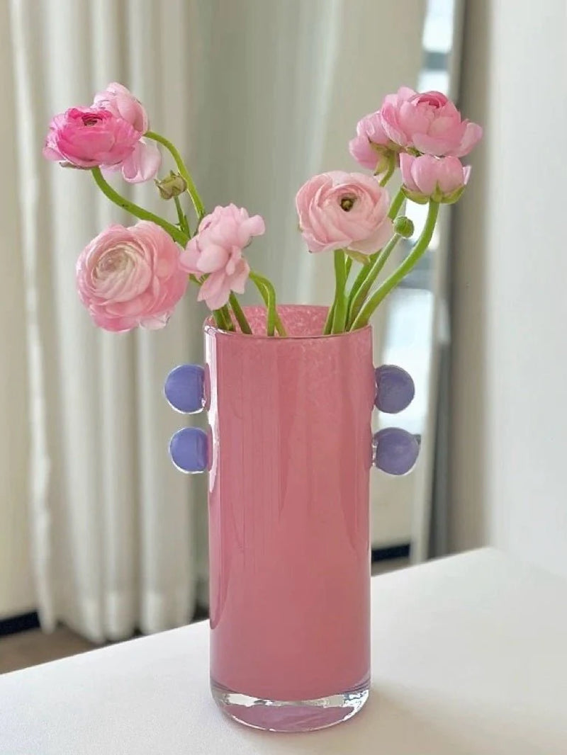 Handblown Whimsical Cylinder Vase - Eclectic Table Setting Centrepieces