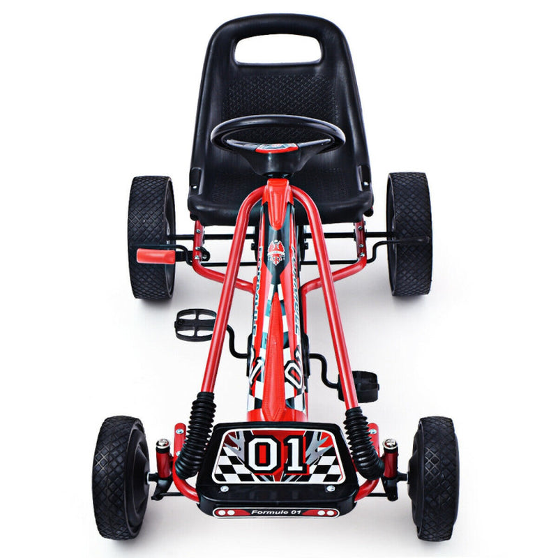 Pedal Powered Go Kart Racer Car: Outdoor Play Toy for Kids with 4 Wheels