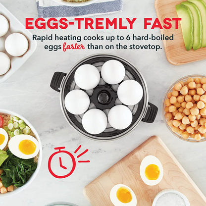 DASH Rapid Egg Cooker: Electric Cooker for Hard Boiled Eggs, Poached Eggs, Scrambled Eggs, or Omelets with Auto Shut off Feature (6 Egg Capacity)