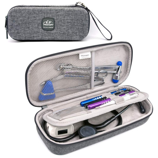 Protective Stethoscope Carrying Case with ID Slot, Compatible with Leading Stethoscope Brands, Large Size, Includes Mesh Pocket for Nurse Accessories 