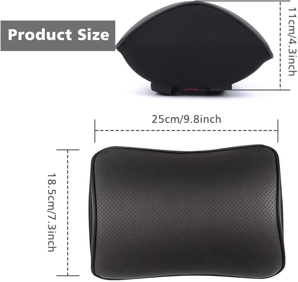 Memory Foam Car Neck Pillow Soft Leather Headrest for Driving Home Office Black (1PC)