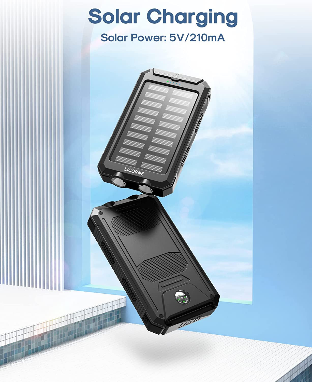 30000mAh Solar Power Bank, Fast Charging Portable Solar Phone Battery Panel Charger, QC3.0 Dual USB Port Battery Pack for All Cell Phones & Electronic Devices