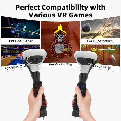 VR Extension Grip for Oculus/Meta Quest 2/Quest/Rift S Controllers - Handle Attachments Accessories with Beat Saber, Supernatural, and More