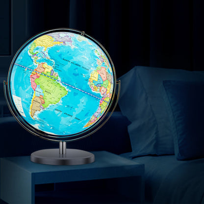 Highly Functional 13" World Globe with 720° Rotating Map and LED Illumination