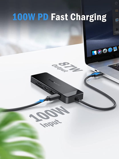 9-In-1 USB C Hub Multiport Adapter with 4K HDMI, 3 USB 3.0 5Gbps Ports, Type C Data Port, 100W PD, SD/TF Card Reader, Compatible with Macbook Pro Air, Windows, and Mac