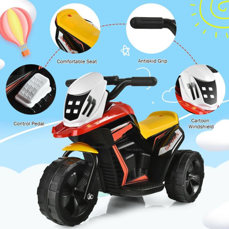 Premium 6V Three-Wheel Electric Ride-On Motorcycle Trike with Musical Features and Horn