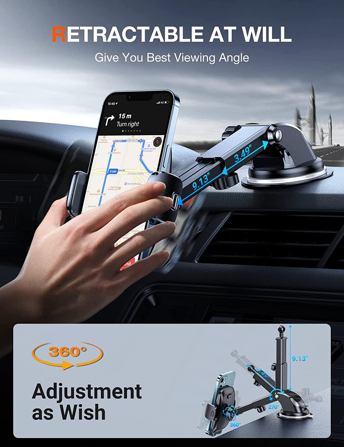 Universal Silicone Phone Mount for Car - Anti-Slip, Anti-Scratch, Thick Case Friendly - Compatible with Iphone 14 13 12 Pro Max, Samsung Galaxy S22 - Dashboard, Air Vent, Windshield Cell Phone Holder Mount