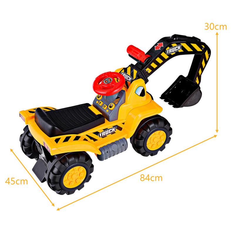 Children's Outdoor Ride-On Construction Excavator with Protective Safety Helmet