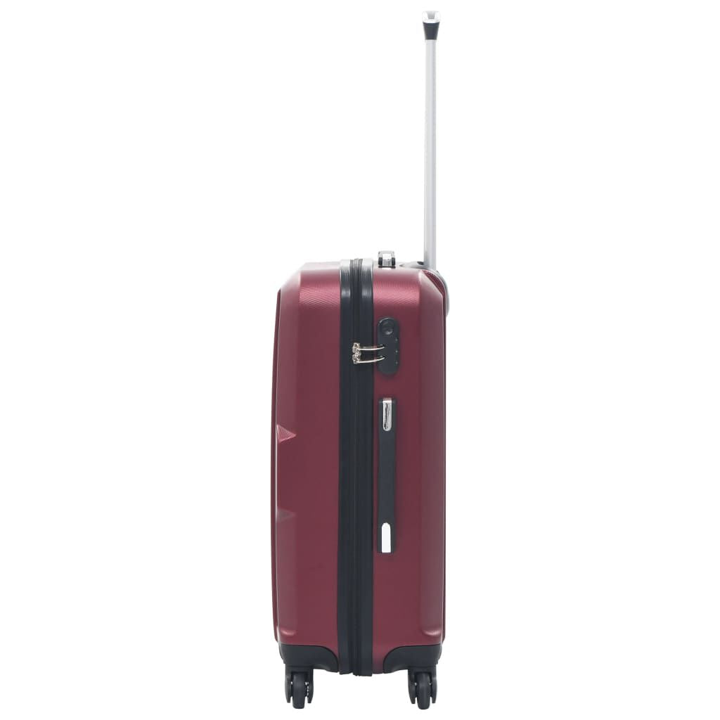 Durable Wine Red ABS 3-Piece Hardcase Trolley Set