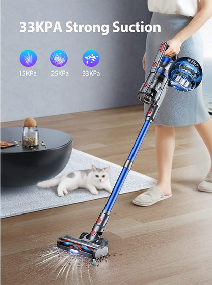 High-Power Cordless Stick Vacuum Cleaner with Long Runtime, Anti-Winding Brush, Large Dust Cup, and Pet Hair Removal - Ideal for Hardwood Floors, Carpets, and Stairs