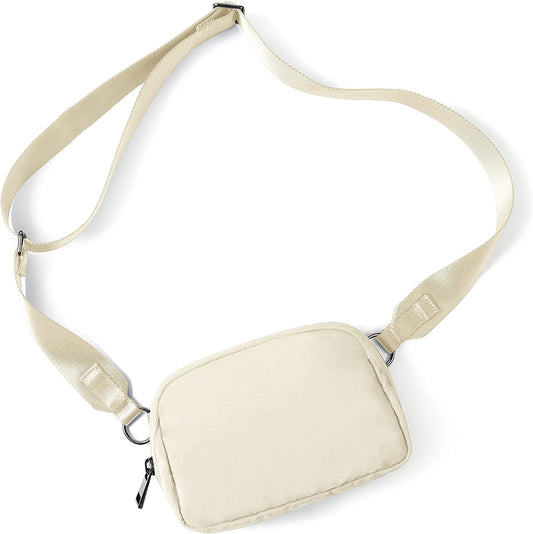 Crossbody Bag with Adjustable Strap Small Shoulder Pouch for Workout Running Traveling Hiking, Ivory