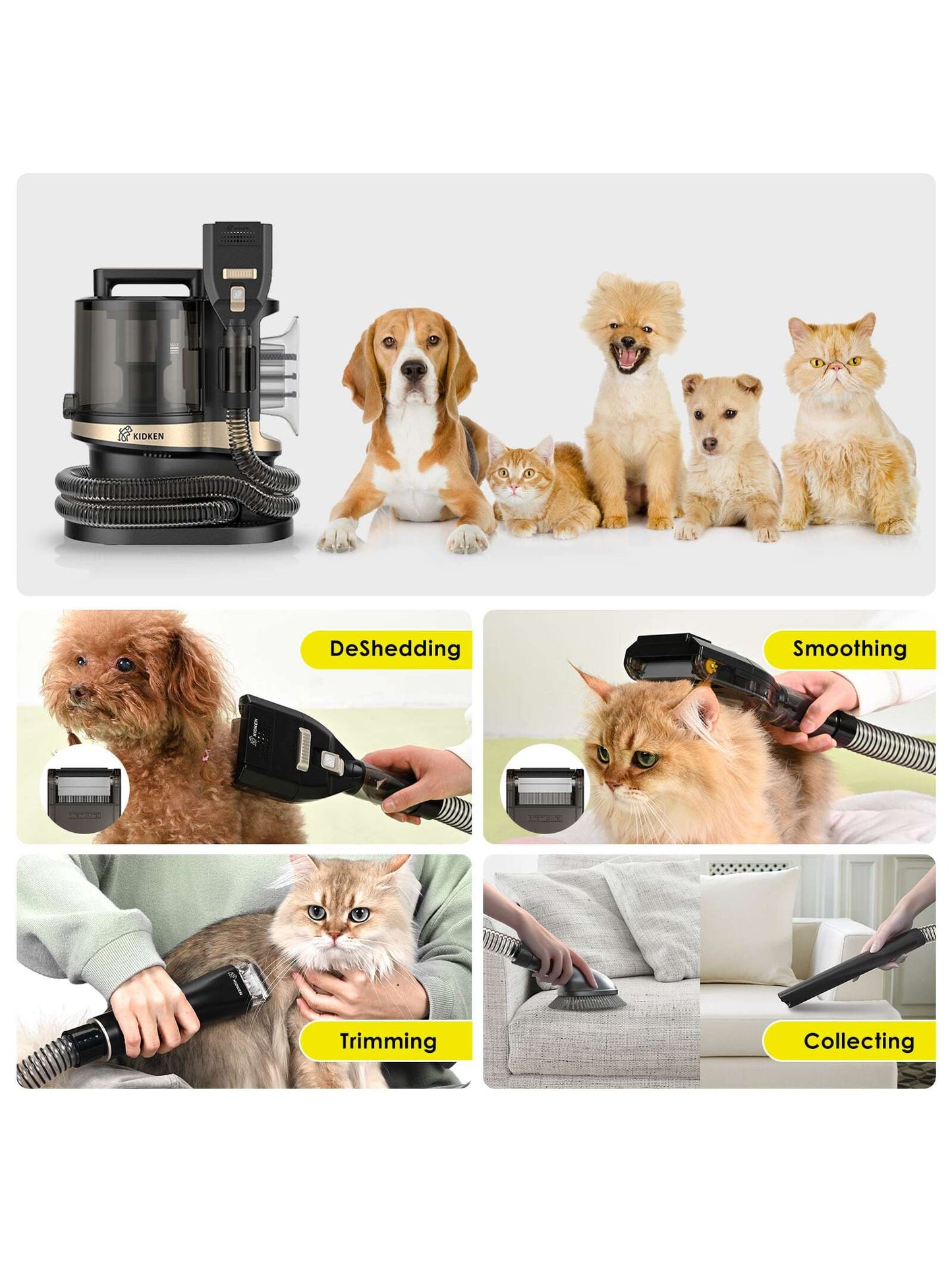 Pet Grooming Set with Vacuum Cleaner - 3.3 L, 13 Kpa, Quiet Clipper for Dogs and Cats, Electric Pet Brush, All-in-One Solution for Pet Hair Care