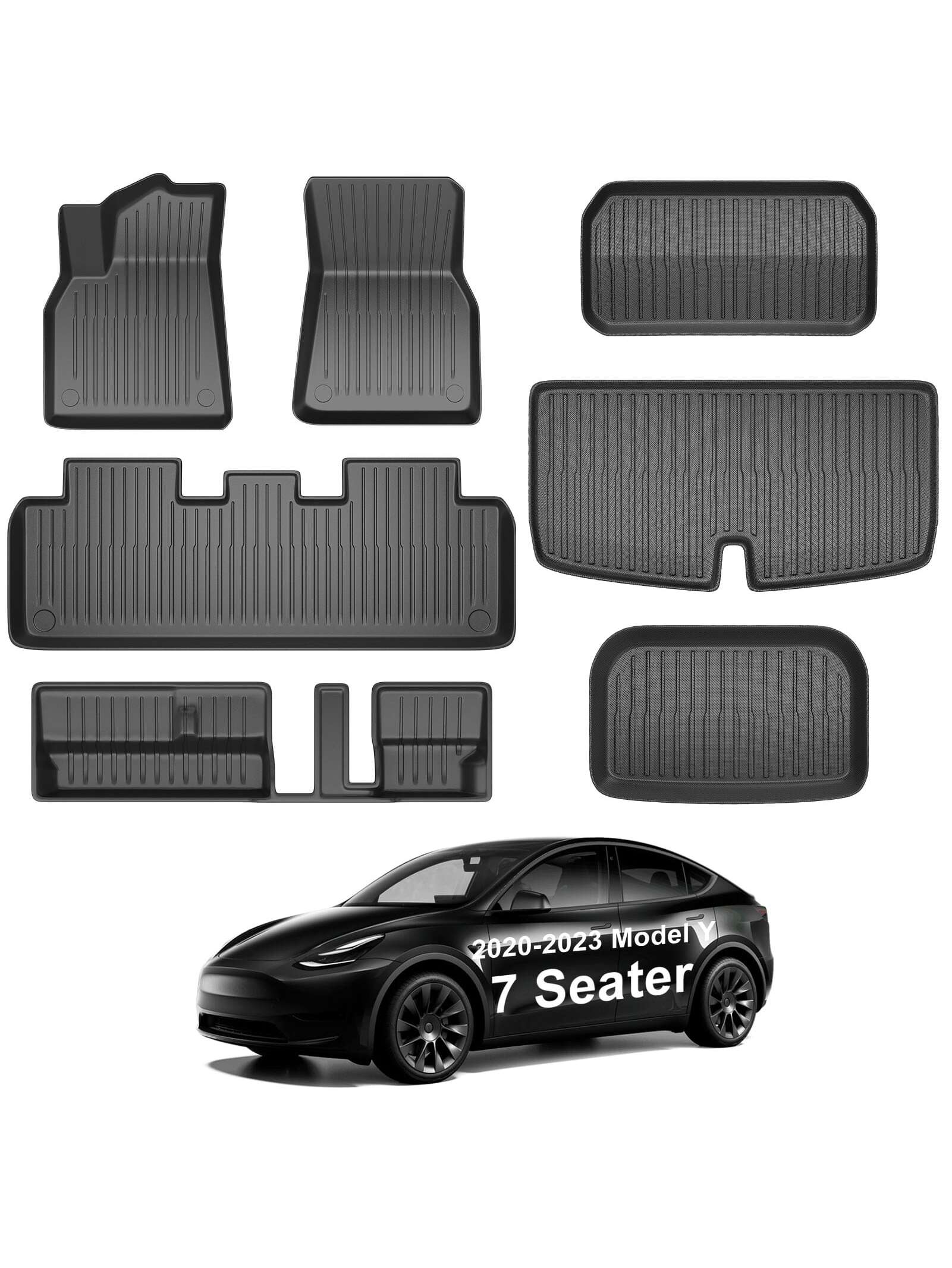 All-Weather Trunk Mats and Cargo Liners for Tesla Model Y 7 Seater (2020-2023) - Waterproof, Non-Slip Full Set Floor Liners (7PCS)