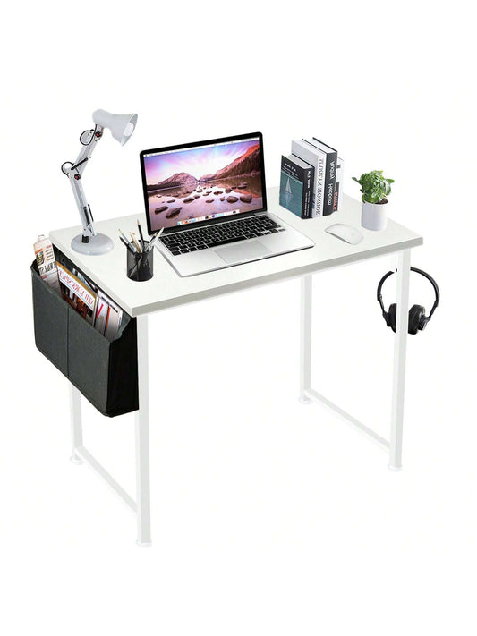 32 Inch White Computer Desk - Contemporary Minimalist Study Table for Bedroom Home Office Writing