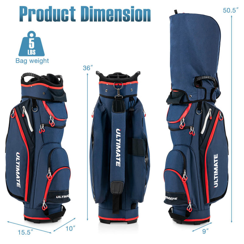 Premium 9.5 Inch Golf Cart Bag with 14-Way Full-Length Dividers and Top Organizer