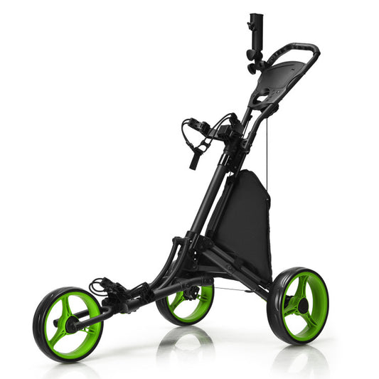 Premium Folding Golf Push Cart with Storage Bag and Built-in Scoreboard