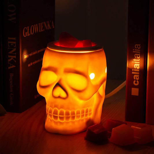 Resurgent Skull Ceramic Electric Wax Melt Warmer - Home Fragrance Oil Diffuser for Home Decor, Office, and Living Room, Ideal Gifts, Includes Two Bulbs