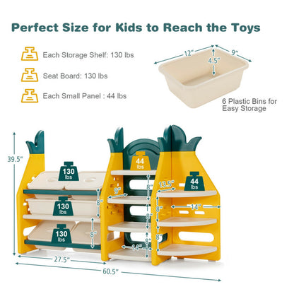 Multifunctional Children's Toy Storage Organizer with Bookshelf and Corner Rack