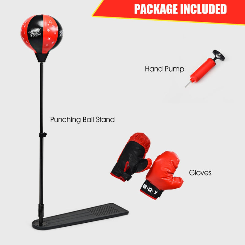 Children's Punching Bag Set with Adjustable Stand and Boxing Gloves