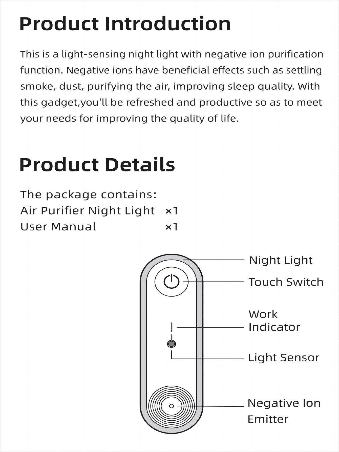 Portable Plug-In Air Purifying LED Night Light with Smart Sensor and Anion Function - Ideal for Smoke Removal, Suitable for Home and Office Lighting