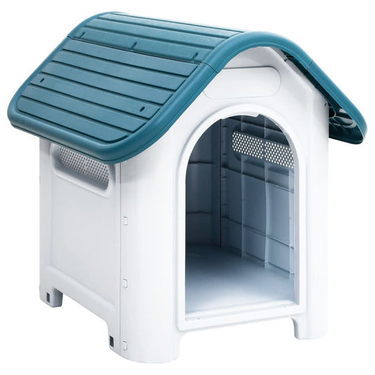 Polypropylene Dog House in Blue - Dimensions: 23.2" X 29.5" X 26"