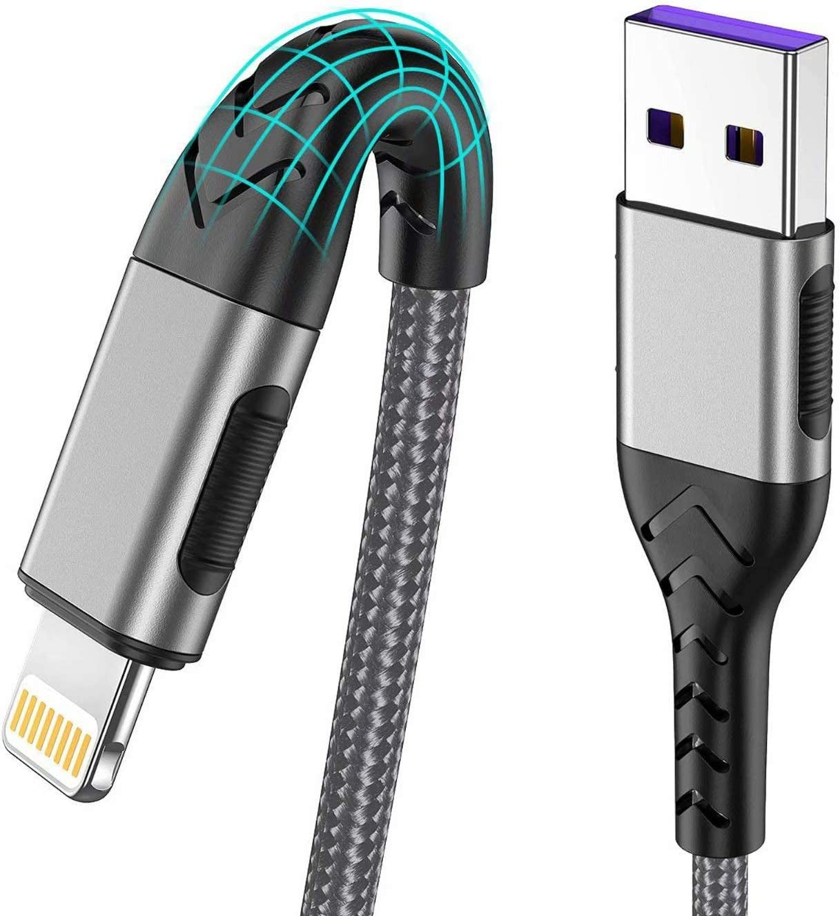Set of 3 MFi Certified 10FT USB-A Lightning Charger Cables for iPhone - Fast Charging Cord for iPhone