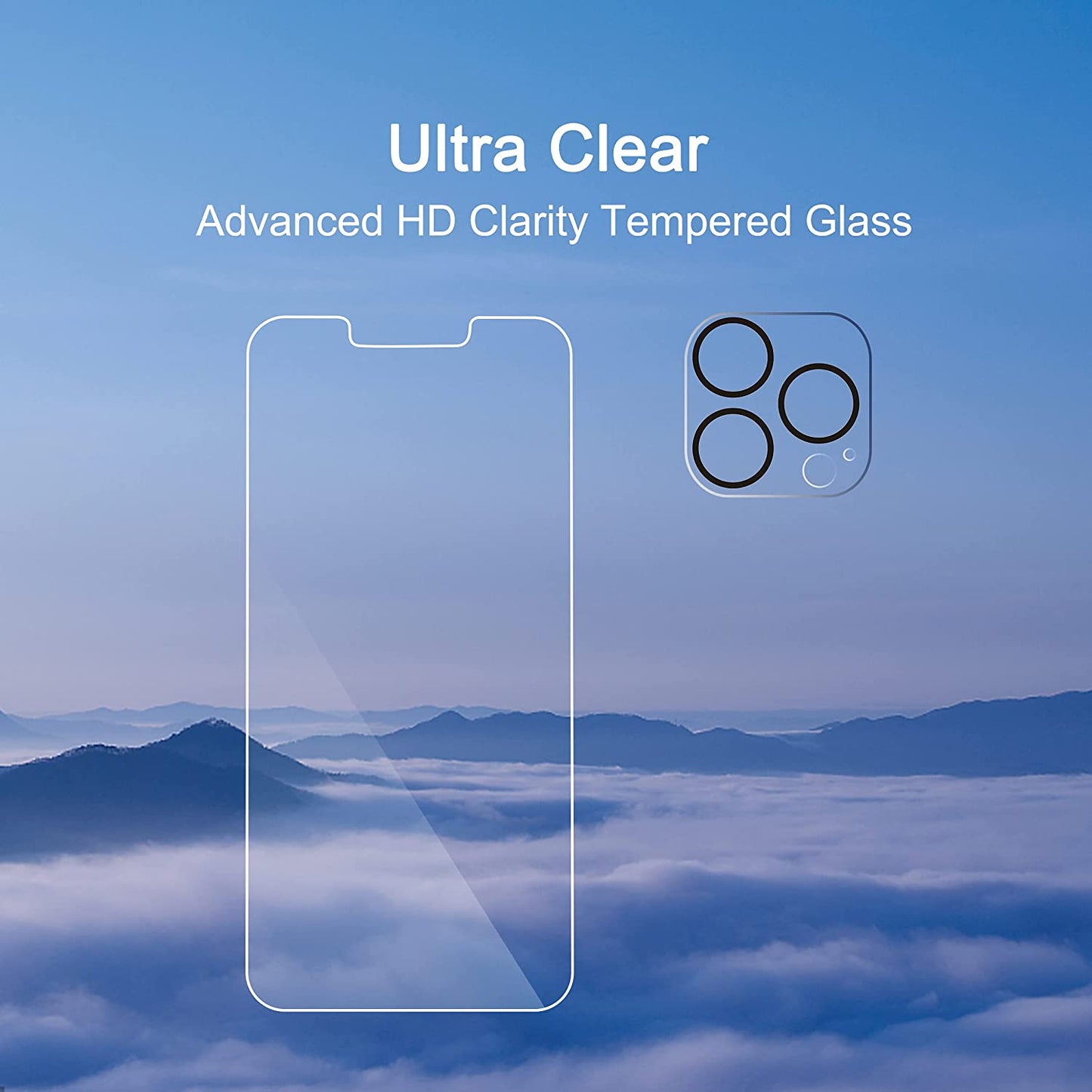  [4-Pack] 2-Pack Tempered Glass Screen Protector for iPhone 13 Pro [6.1 Inch] Display, 2-Pack Camera Lens Protector - 9H Hardness, HD Clarity]