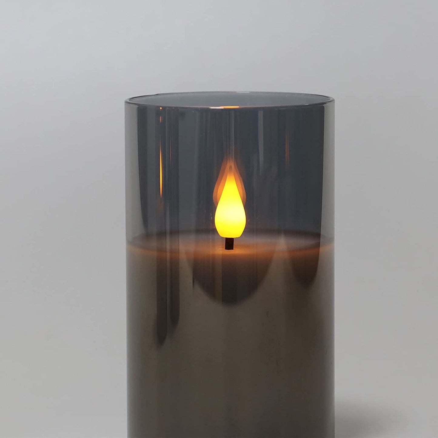 Gray Glass Battery Operated LED Candles with Remote, Flameless Candle Gift Set, Warm White Light - Include 6 Batteries