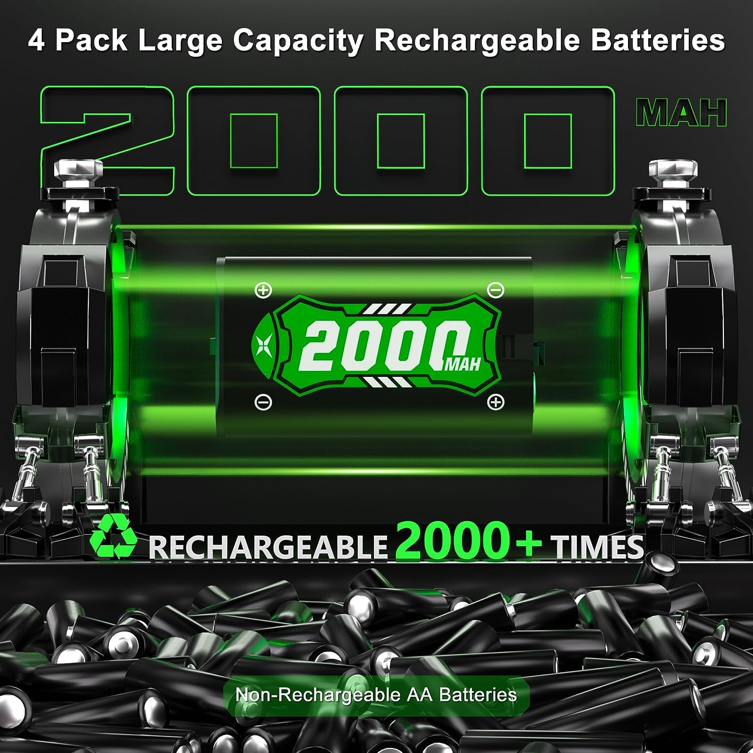 4 x 2000mAh Rechargeable Battery Pack with Charger for Xbox Controller for Xbox One/Xbox Series X|S Xbox One S/Xbox One Elite"