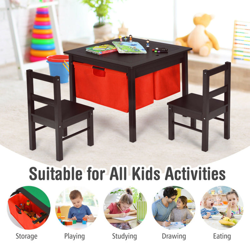 Children's Dual-Sided Activity Table with Storage Drawers