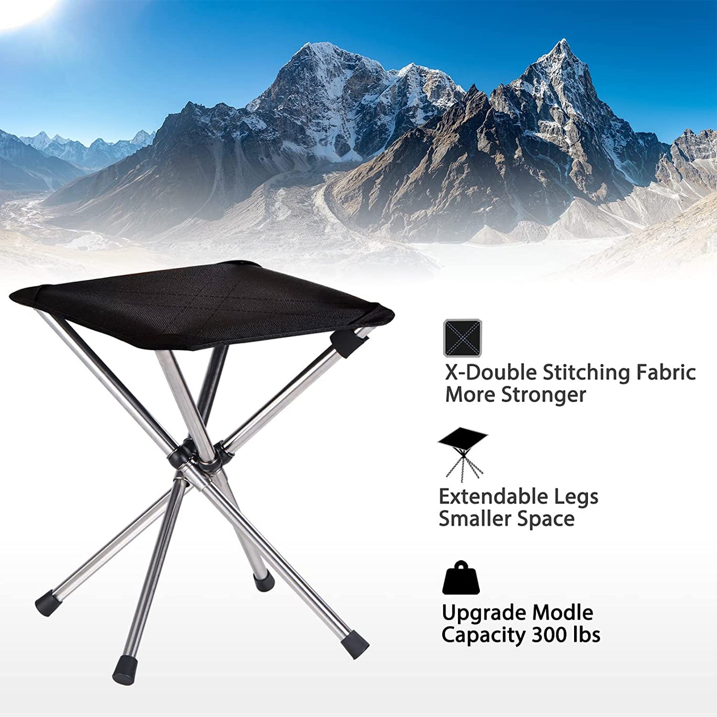 Compact and Lightweight Camping Stool with Carry Bag, Small Folding Chair, 13.8 Inches