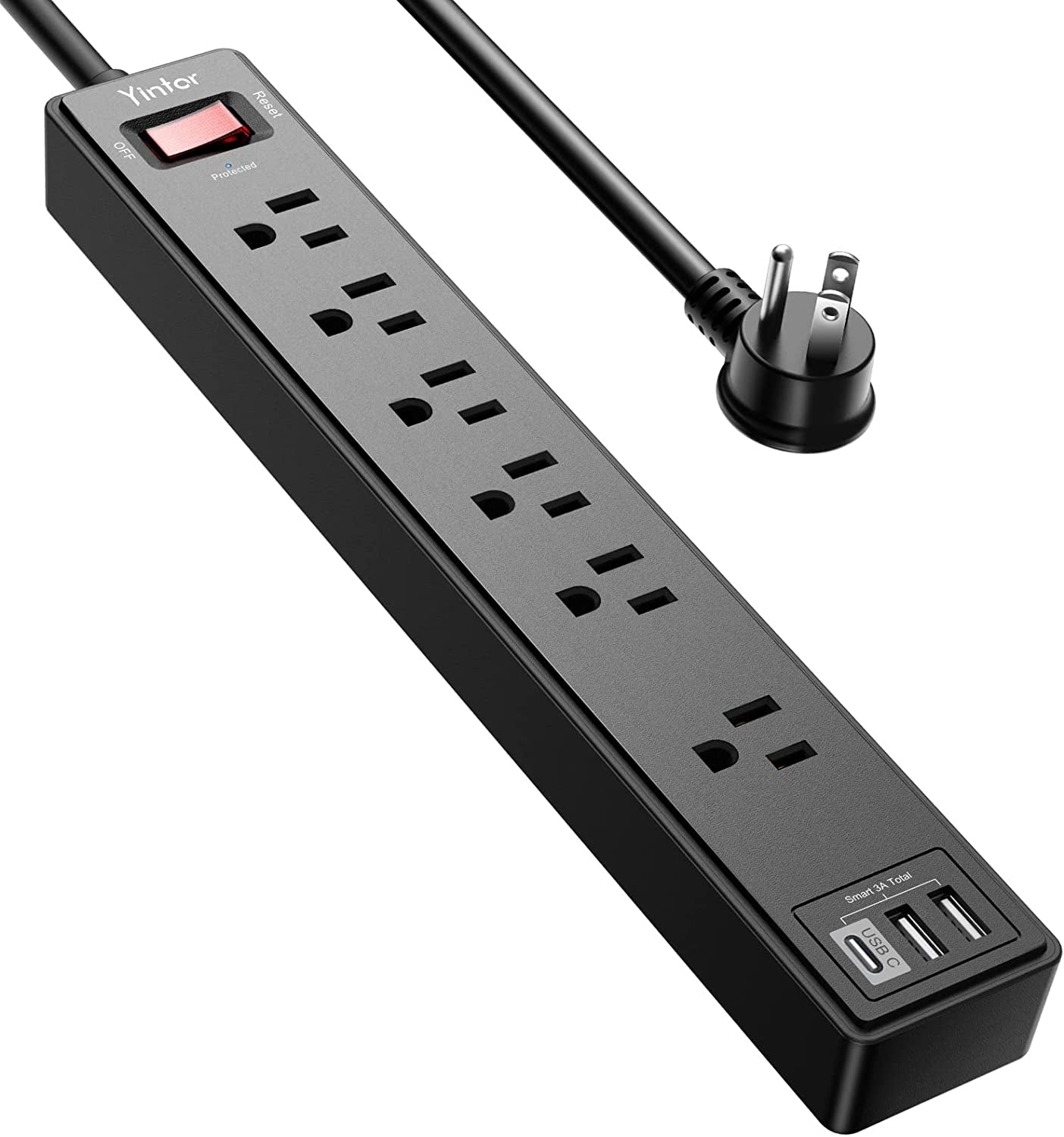 6-Foot Surge Protector Power Strip with 6 AC Outlets and 3 USB Ports,1680 Joules 