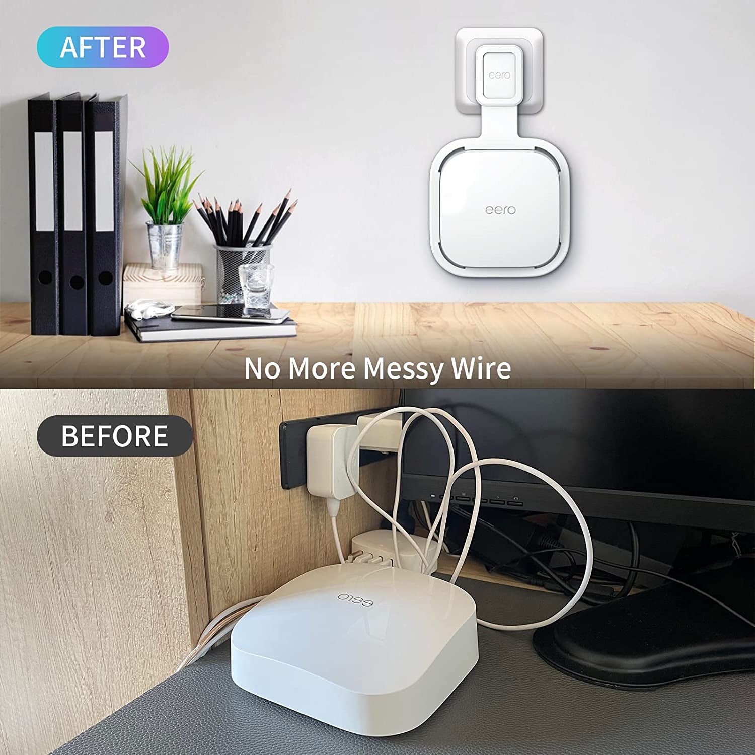 Upgraded Wall Mount Holder for Eero Pro 6E/Pro 6 Mesh Wi-Fi System - Outlet Wall Mount Stand Bracket for Eero Pro 6E Tri-Band Mesh - Wall Bracket for Eero Pro 6 Extender Router Wire Organizer (3-Pack)
