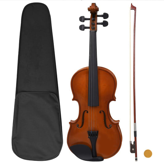  4/4 Dark Wood Violin Full Set with Bow and Chin Rest
