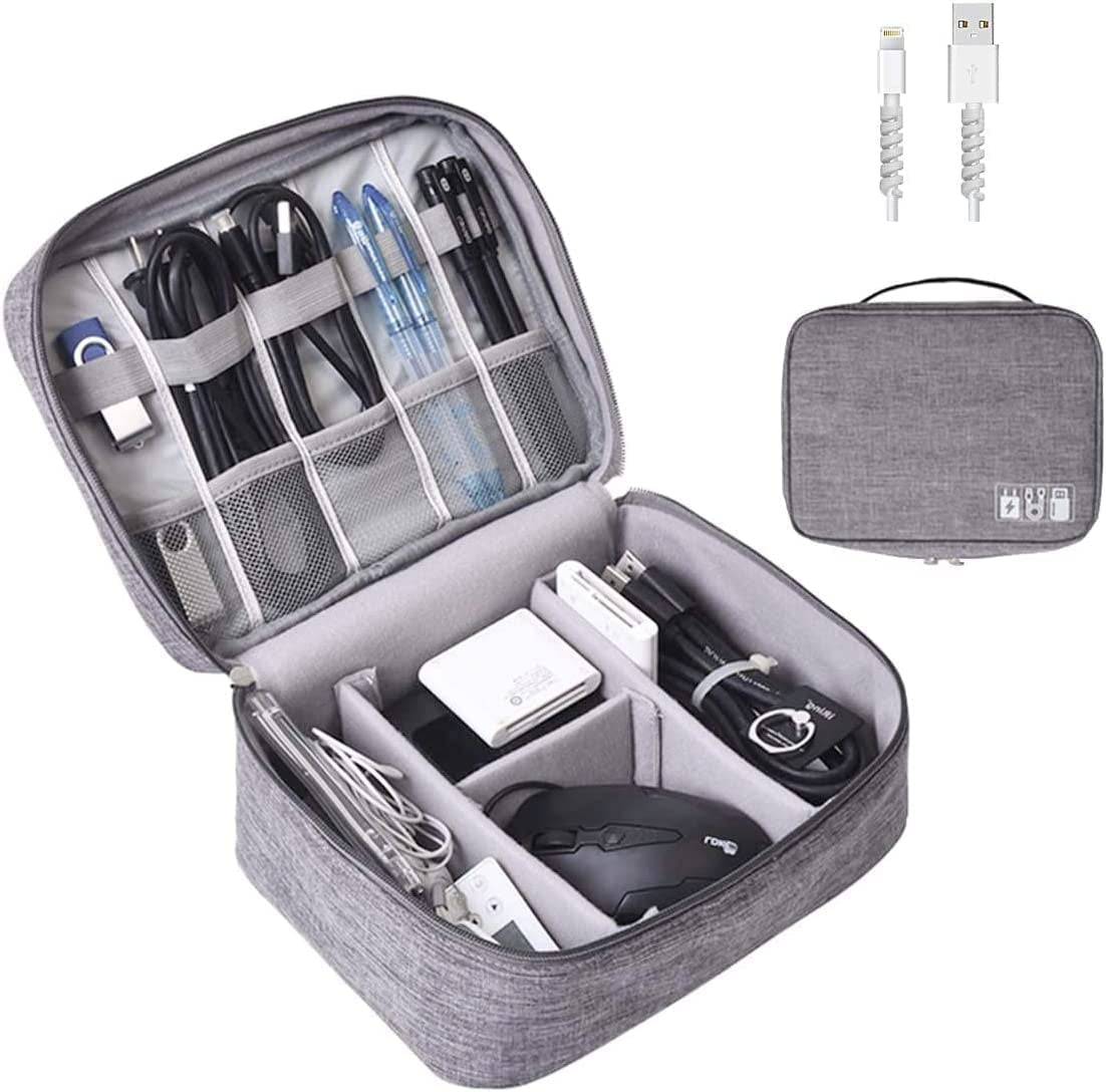 Three-Layer Electronics Organizer for Electronic Accessories, Perfect for Ipad Mini, Kindle, Hard Drives, Cables, and Chargers