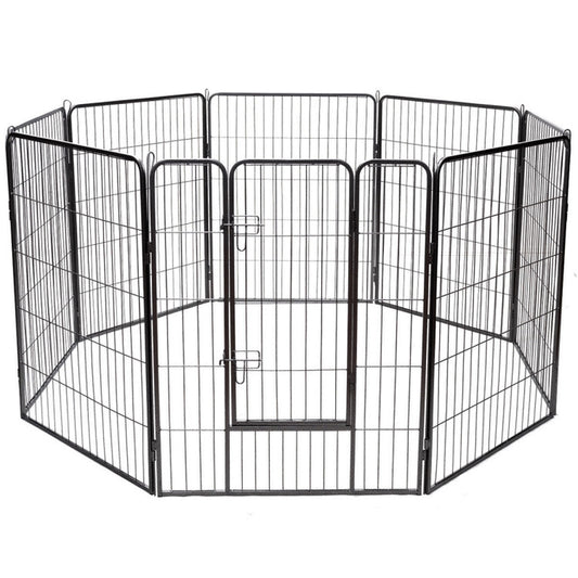 "Robust Metal Panel Pet Playpen Dog Fence with Convenient Door Access"