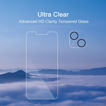 [4-Pack] 2-Pack Screen Protector for iPhone 13 [6.1 Inch Display] with 2-Pack Tempered Glass Camera Lens Protector - 9H Hardness, HD Clarity 