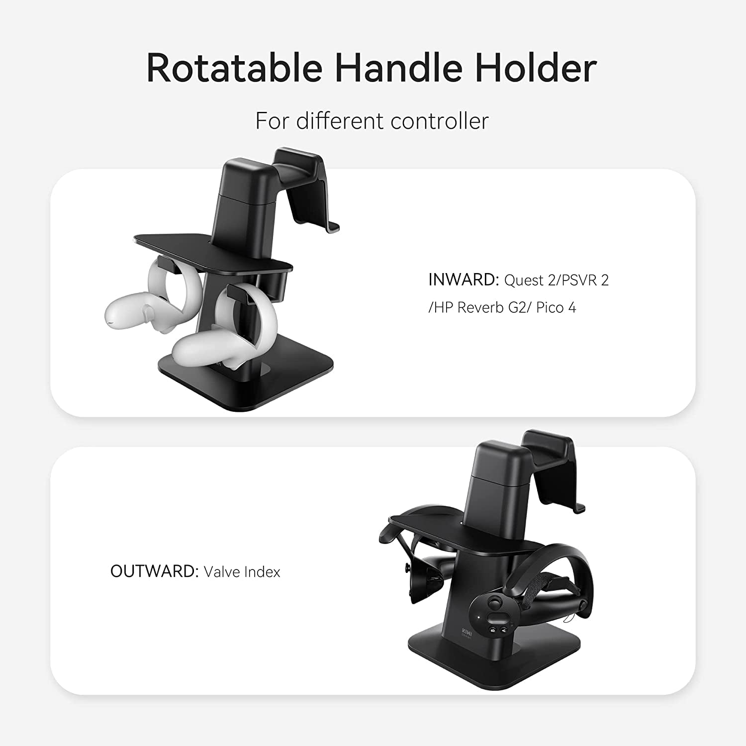 Professional VR Stand Accessories for Quest 2, PSVR 2, Valve Index, Hp Reverb G2, Pico 4, and Quest VR Headset with Touch Controllers (Black)