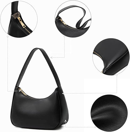 Shoulder Bags for Women, Cute Hobo Tote Handbag Mini Clutch Purse with Zipper Closure