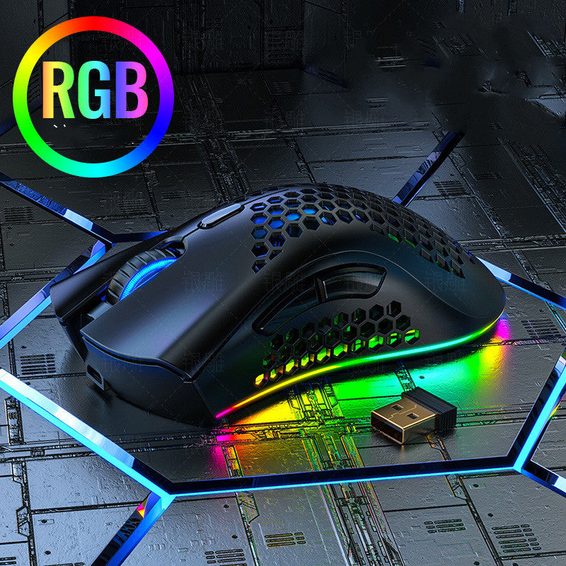 Wireless Rechargeable Gaming Mouse with Silent Clicks and A3 Hole Design